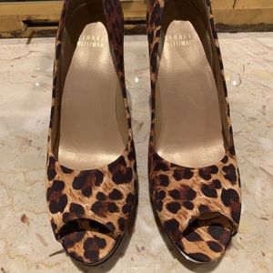 Stuart Weitzman leopard peep toe pump